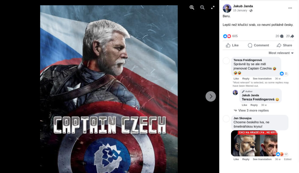 Павел в образе супергероя на странице Янды в Facebook