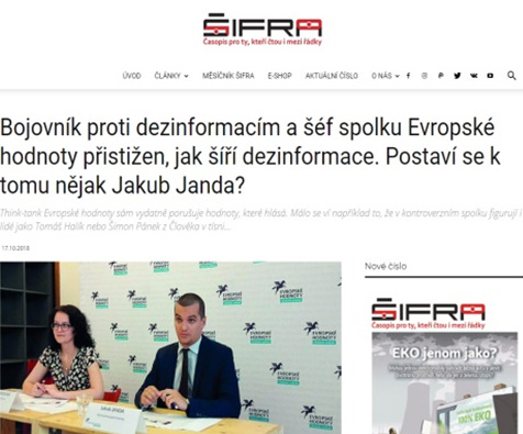 Перевод: «Борец против дезинформации и глава European Values пойман на распространении дезинформации»